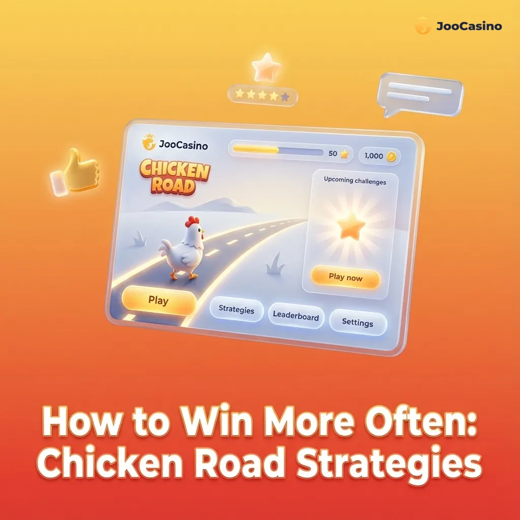 Infographic titled “Chicken Road Strategies” showing tips on small bets, 1.5x–2x auto cashout, and daily win/loss limits