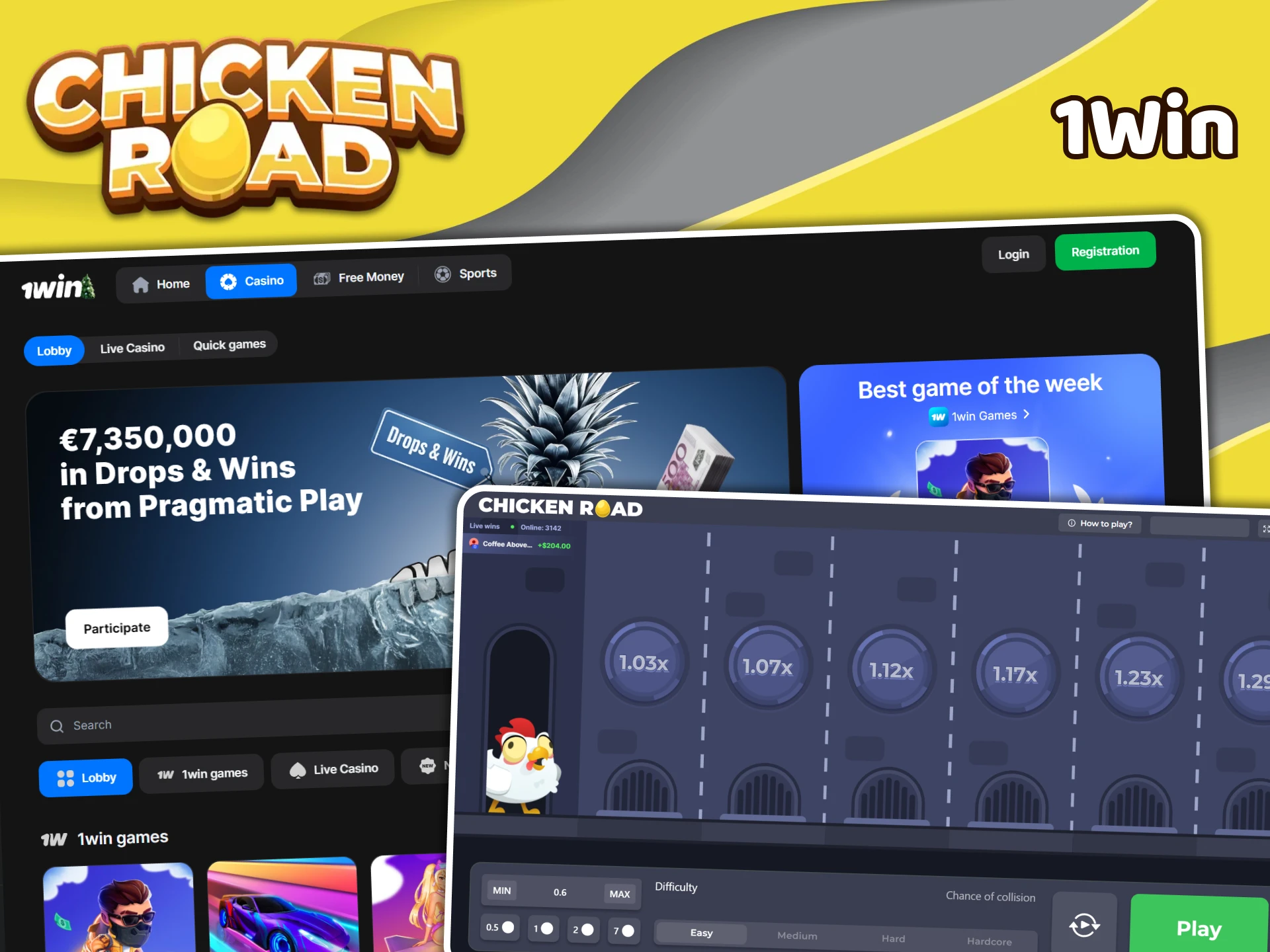 Play Chicken Road on the official 1Win website.