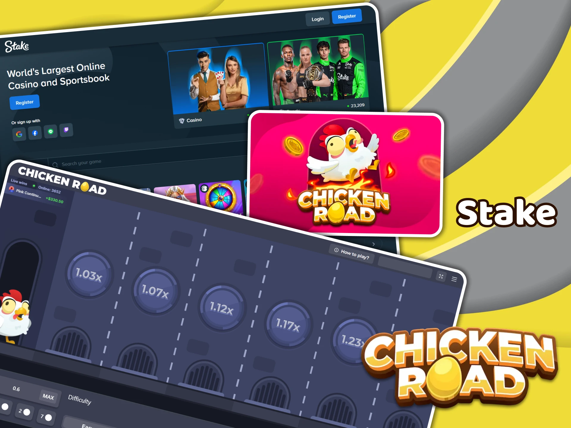 Join Stake and start winning in Chicken Road.