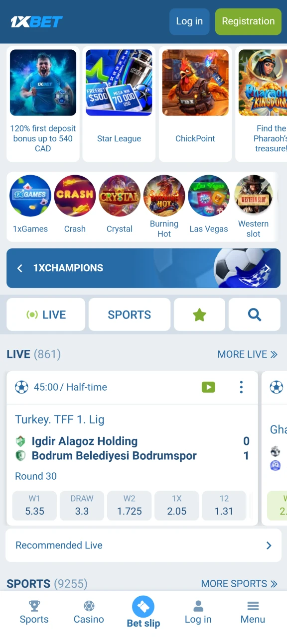 Open the official 1XBet platform to register and play Chicken Road.