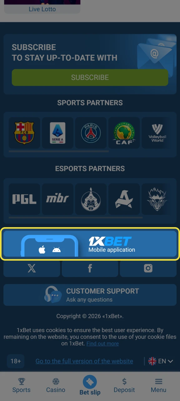 Find the button for mobile apps installation on the casino website to download the APK and start playing Chicken Road.