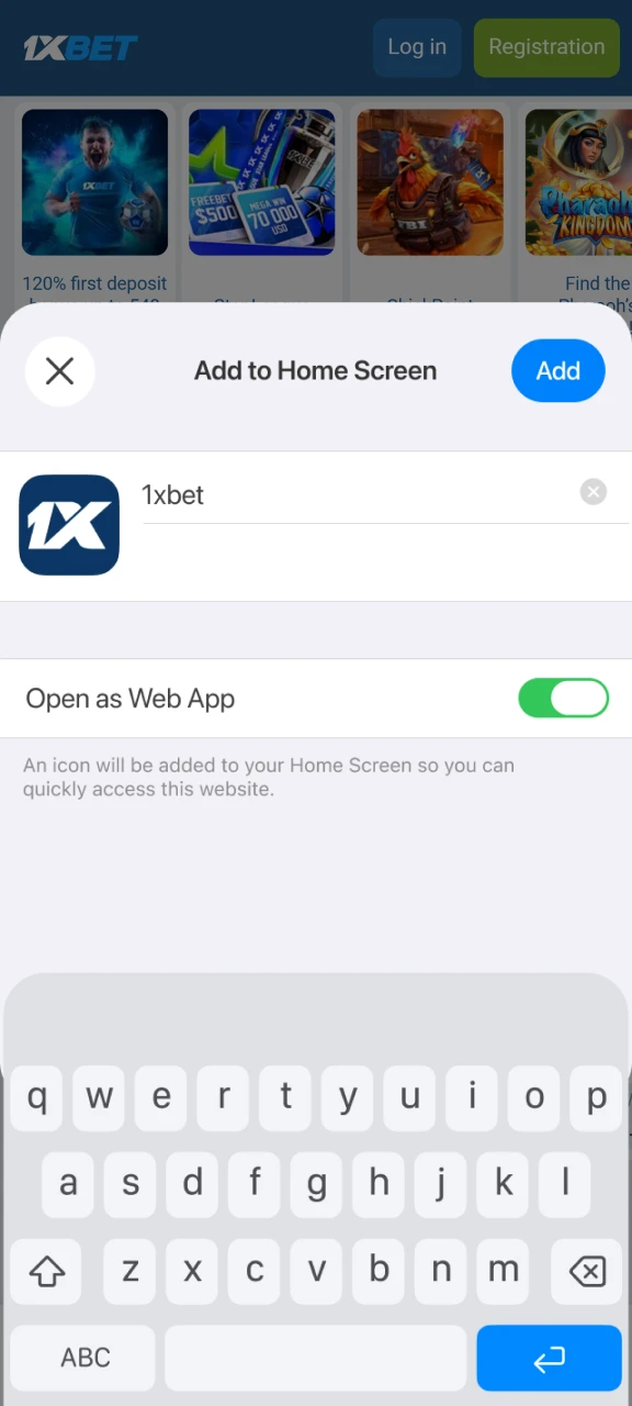 Add a name to your shortcut and finish app installation.