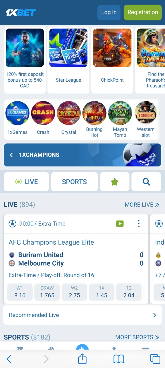 To find the application, open the official casino website.