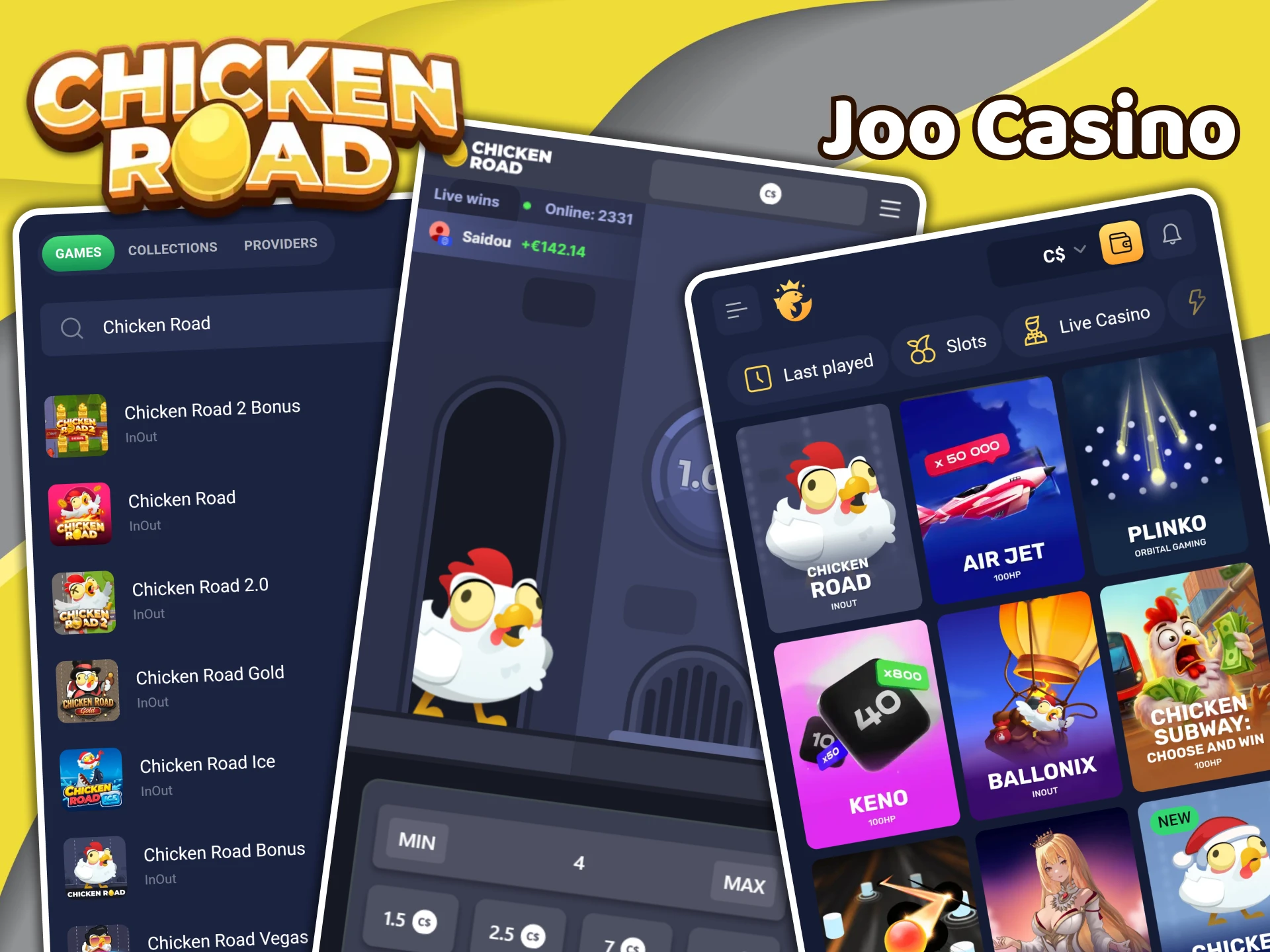 Install the Joo Casino app to play Chicken Road there.