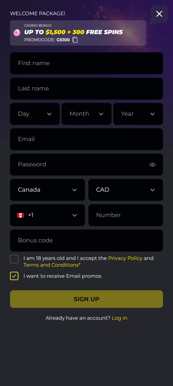 Create a Golden Star account for playing Chicken Road.