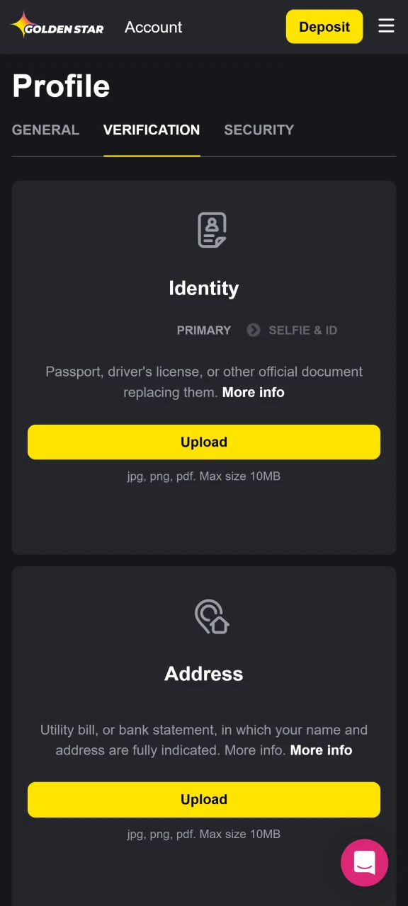 Verify your Golden Star account for safety.