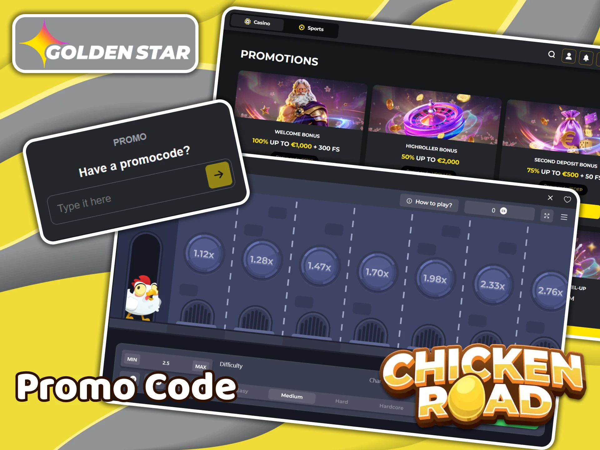 Use a promo code at Golden Star and play Chicken Road.