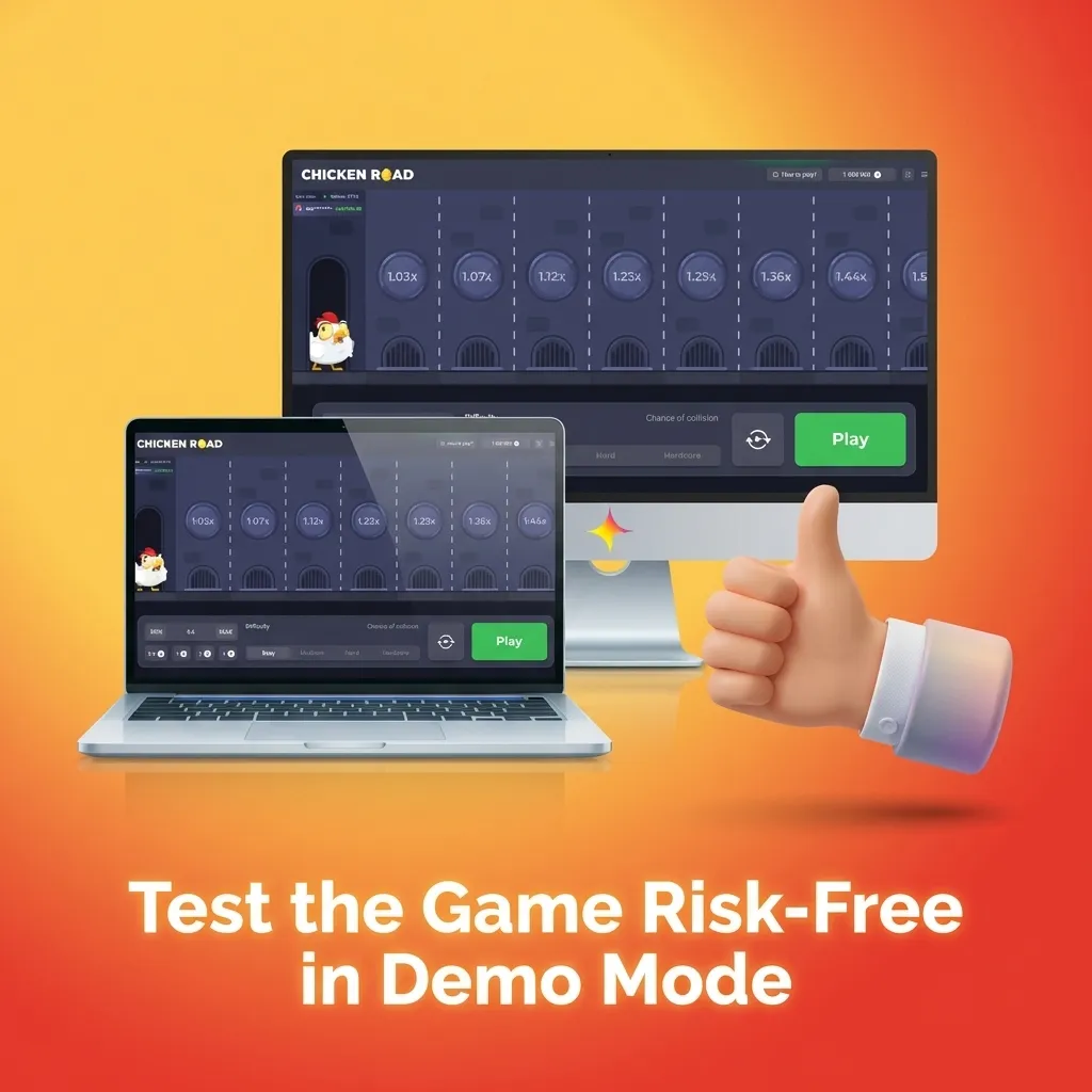 Player testing Chicken Road slot game in free demo mode with virtual credits on screen
