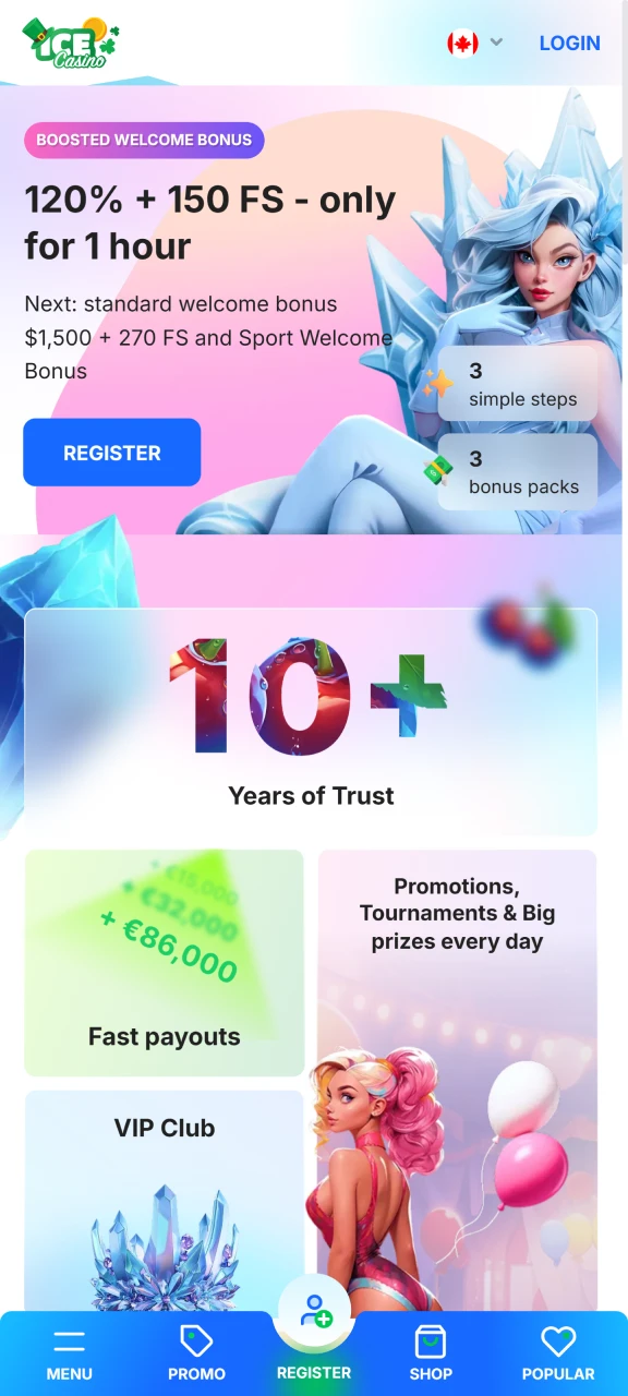 Open the Ice Casino platform in your browser.