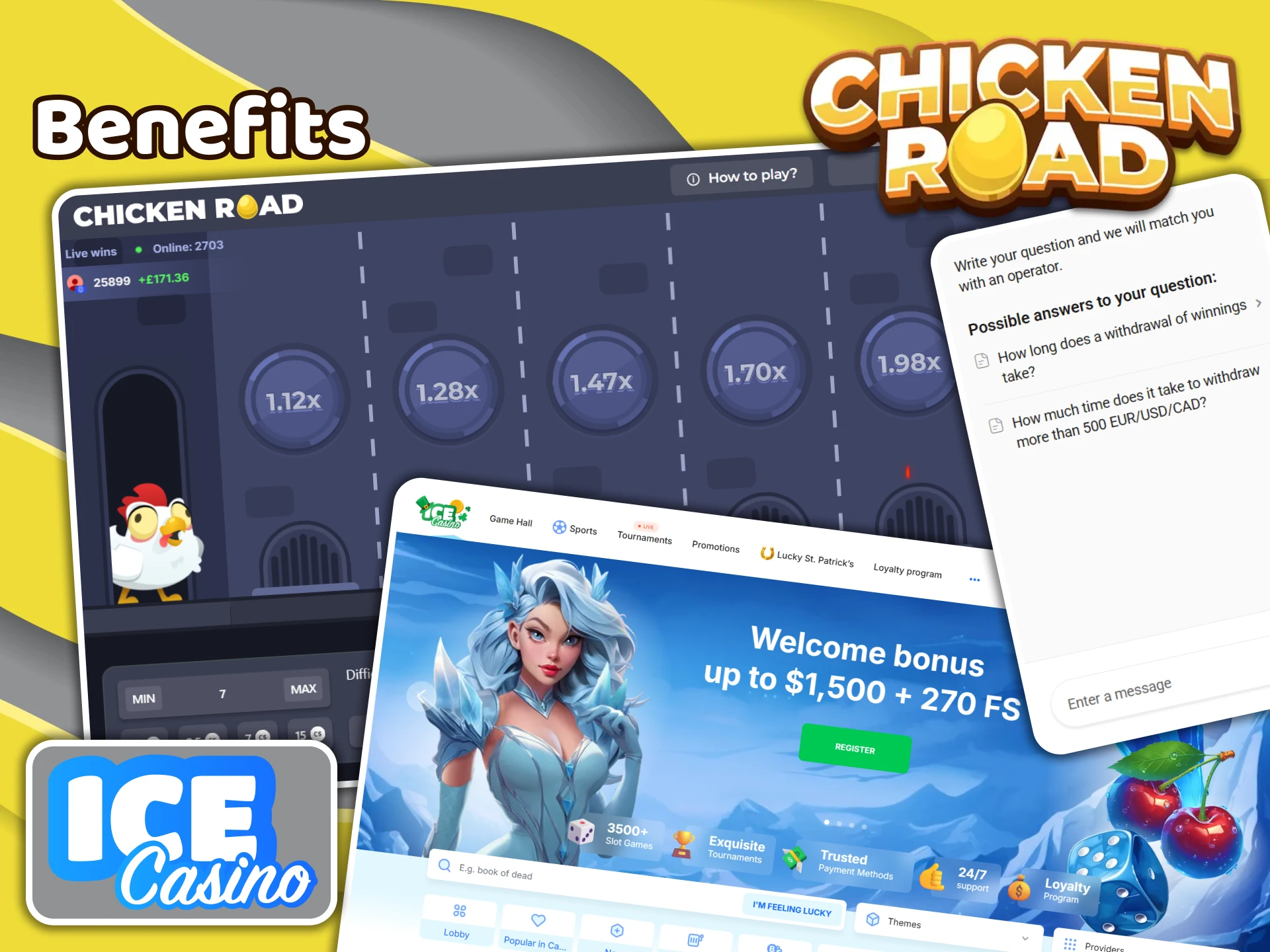 See what advantages Ice Casino has for Chicken Road players.