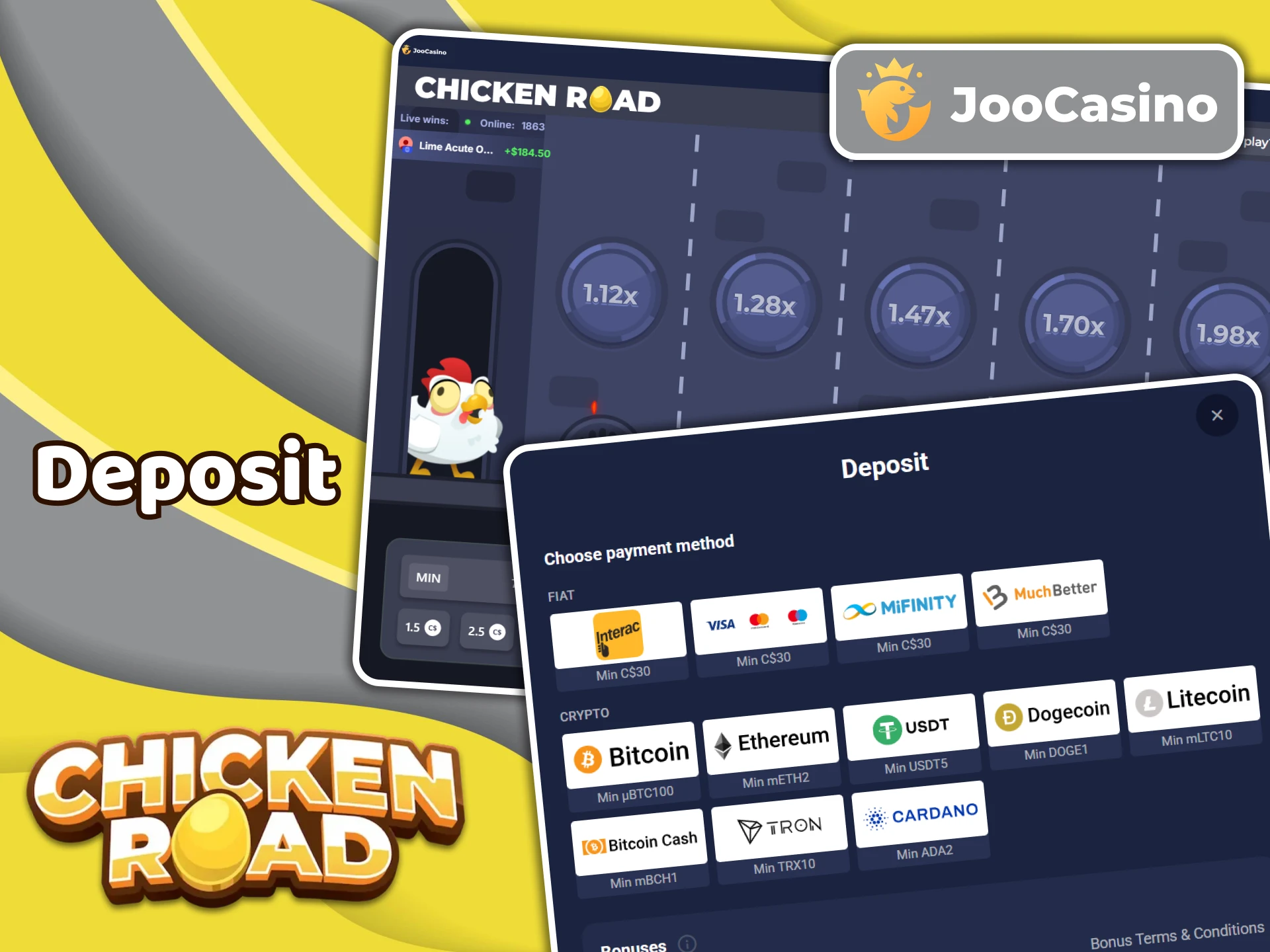 Make your first deposit to Joo Casino and start playing Chicken Road with real money.