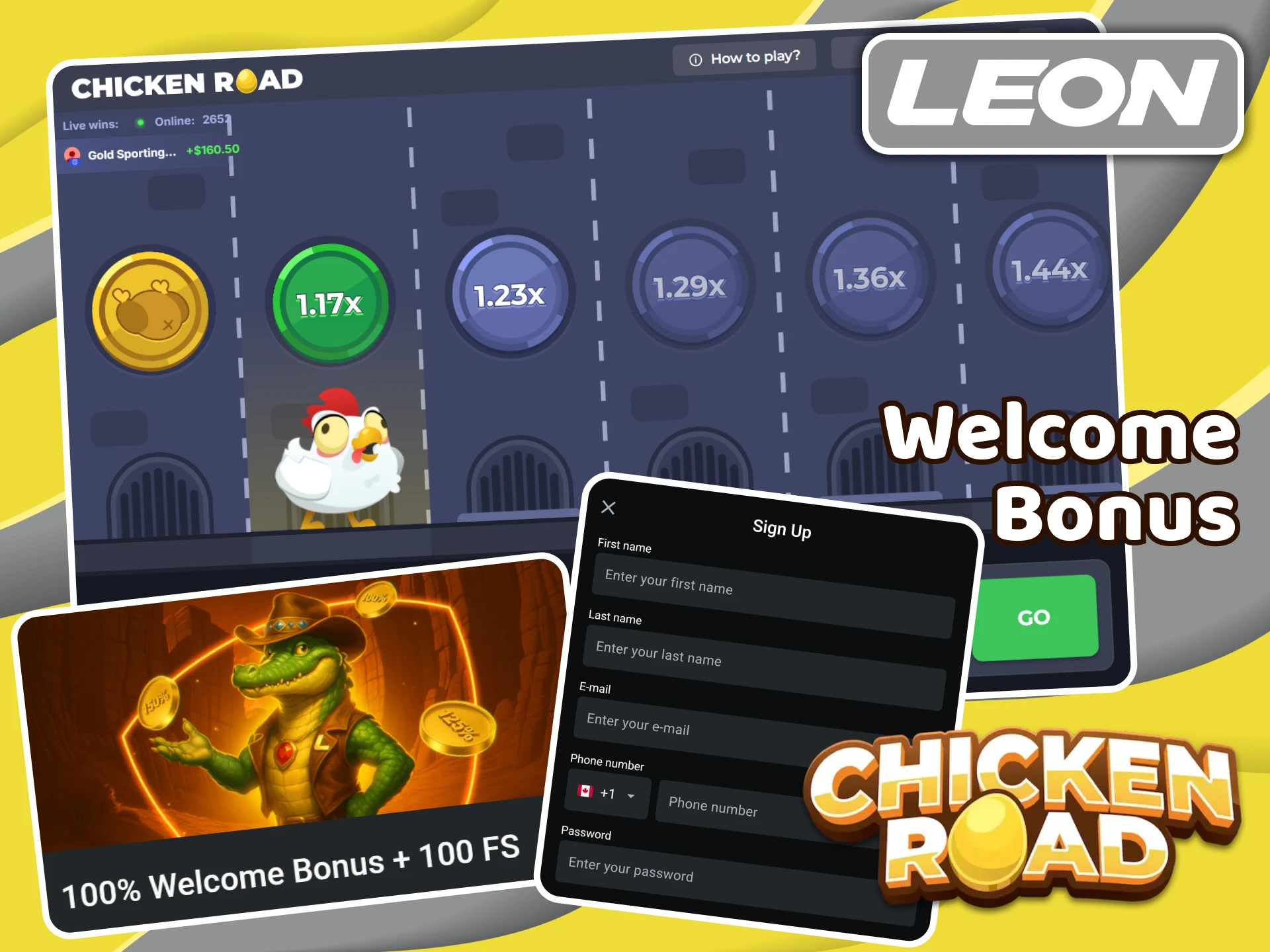 When you sign up for Leonbet, you receive a bonus that can be used in the Chicken Road game.