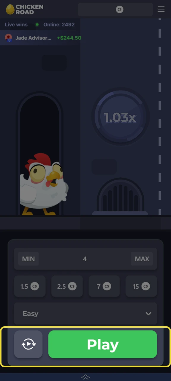 Start the Chicken Road game and win.