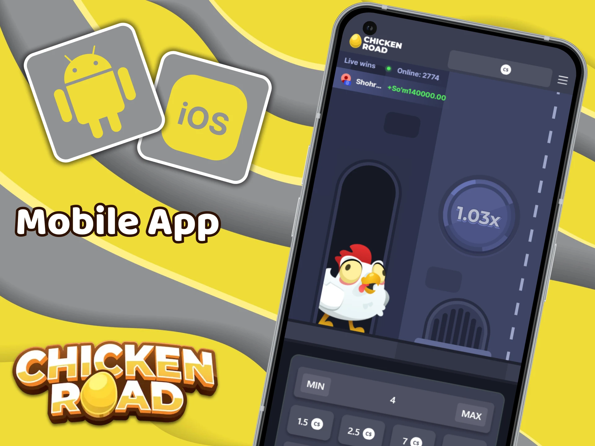 Get a mobile app to play the Chicken Road game on your phone.