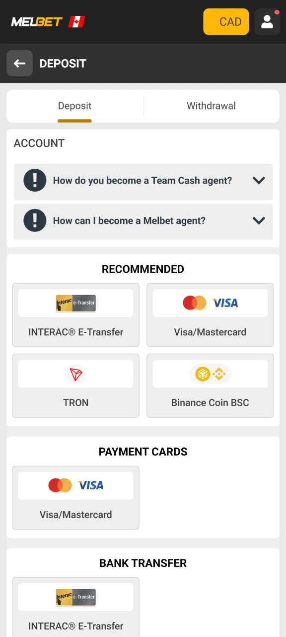 Before you start the game, make a deposit in Melbet.