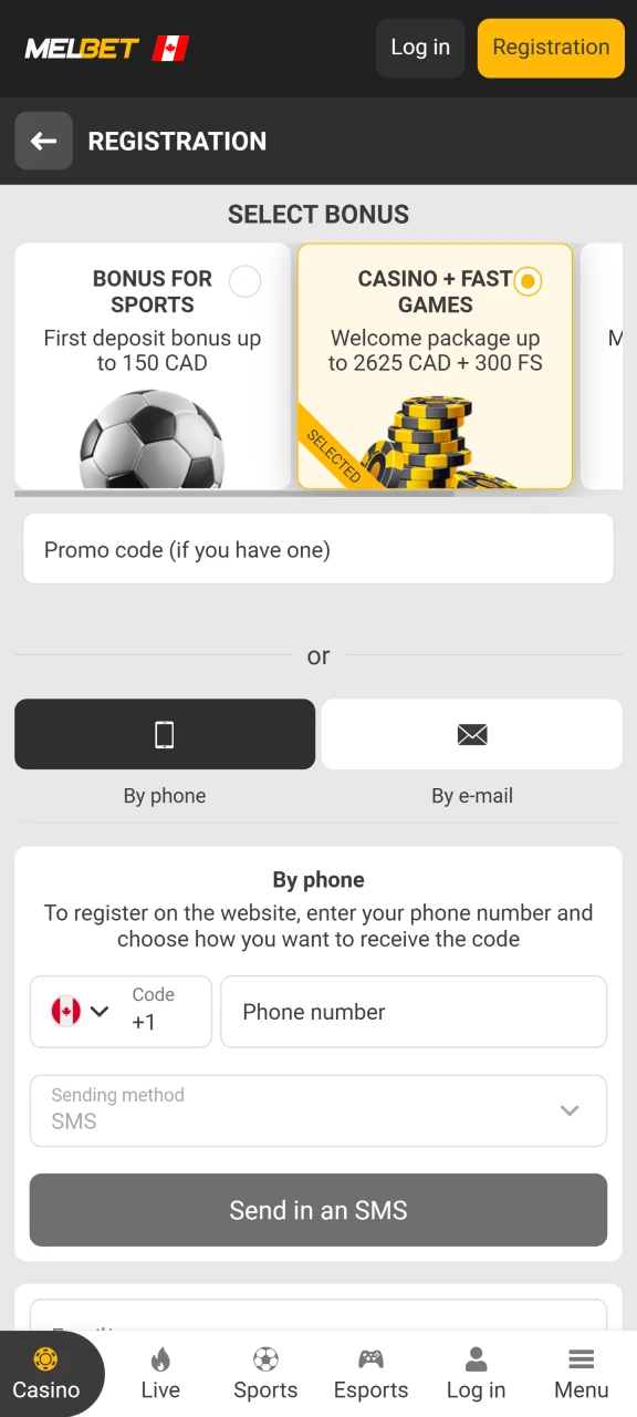 Take all the necessary steps to register on the Melbet website.