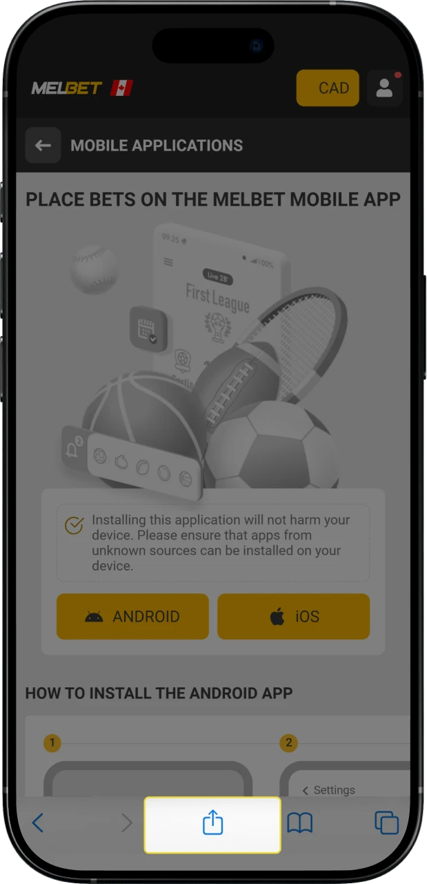 Click share to get the mobile version of Melbet.