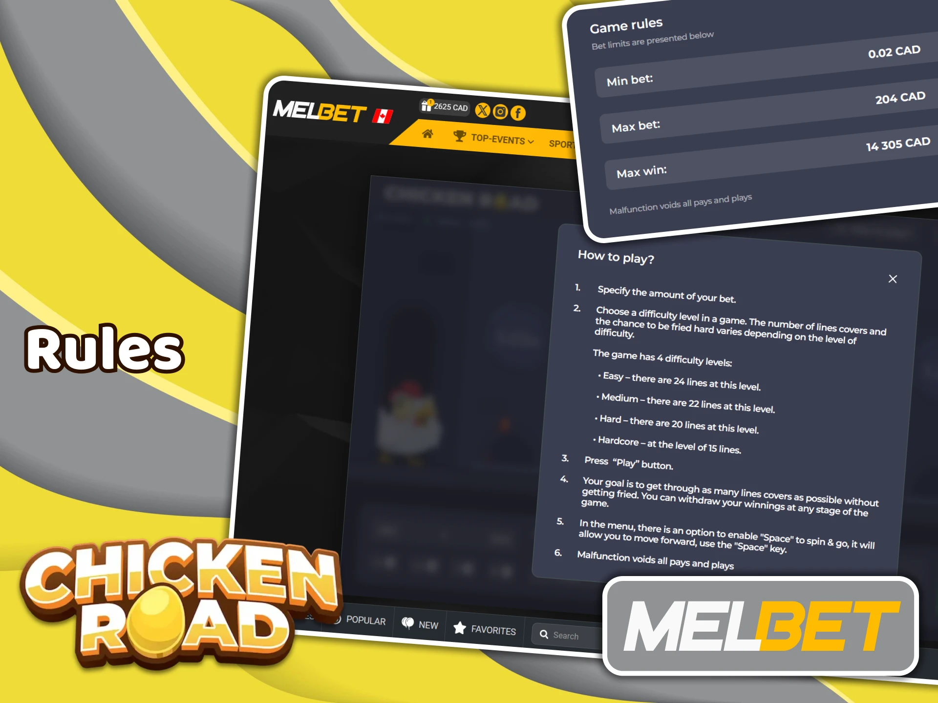 At Melbet, you can learn the main rules of the Chicken Road game.