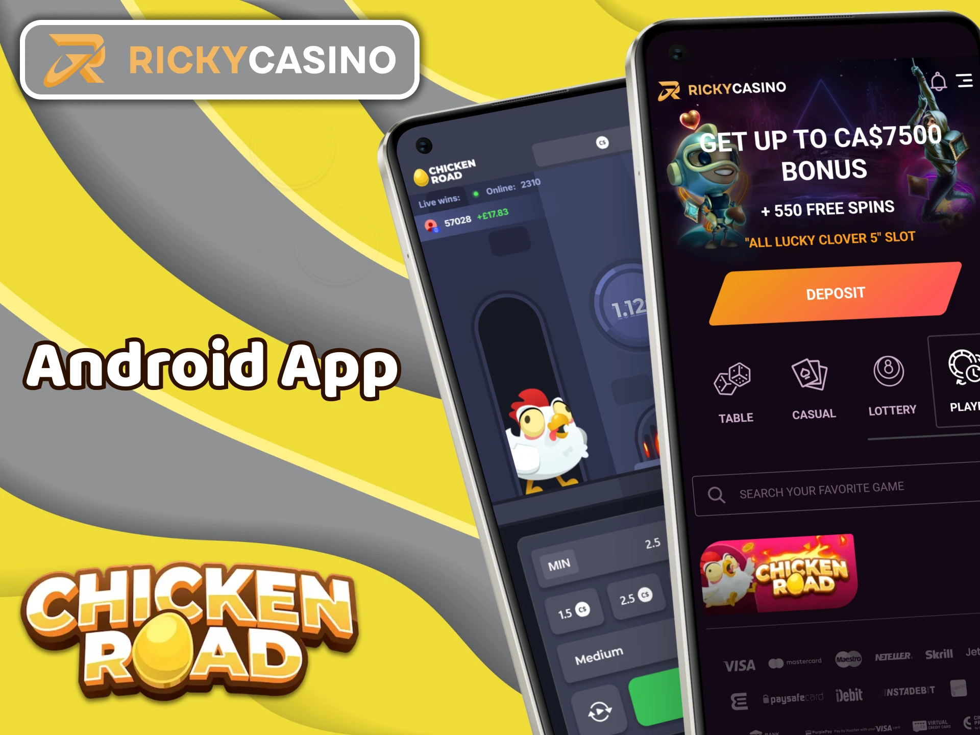 Ricky Casino is available on Android devices for Chicken Road players.