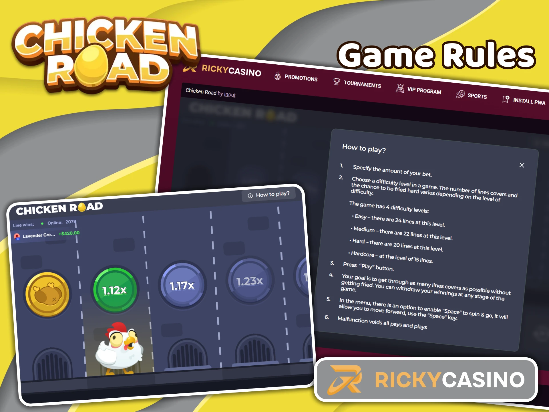See the key rules and mechanics of Chicken Road at Ricky Casino.