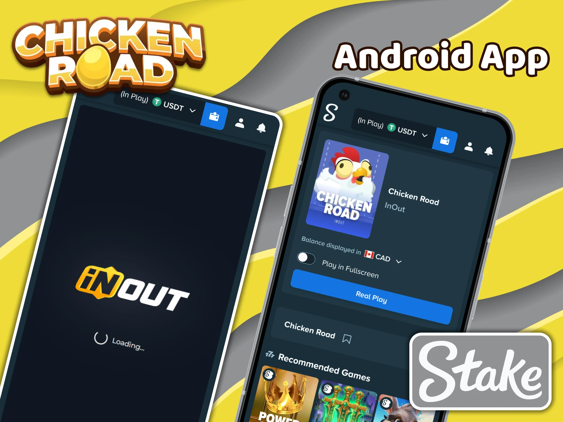 Install the Stake Android app for playing Chicken Road.